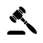 Auction or judge gavel icon. Black, minimalist icon isolated on
